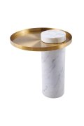 Stolik kawowy COLUMN marmurowy biało złoty 55 cm