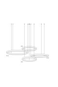 Lampa wisząca CIRCLE 80+80+100+120 LED mosiądz na 1 podsufitce