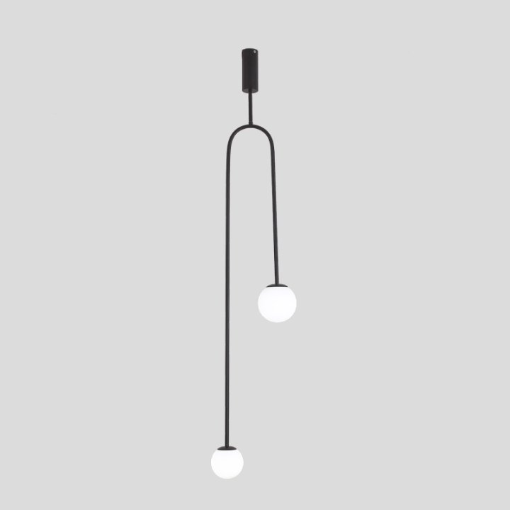 Lampa wisząca LOOP czarna 123 cm z białymi kloszami - nowoczesna do salonu