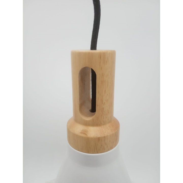 Lampa wisząca NORDIC WOODY biało drewniana 25 cm