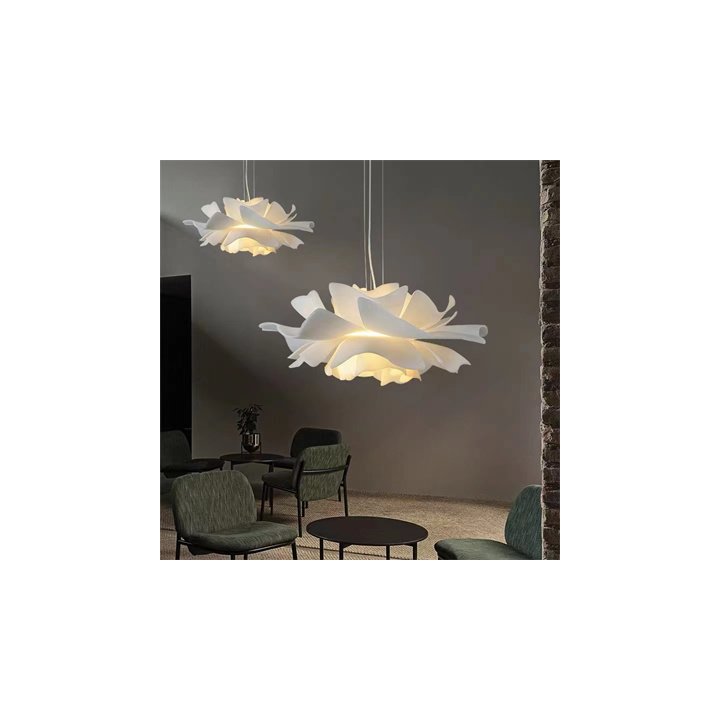 Lampa wisząca PEONY biała 50 cm - nowoczesna lampa sufitowa do salonu