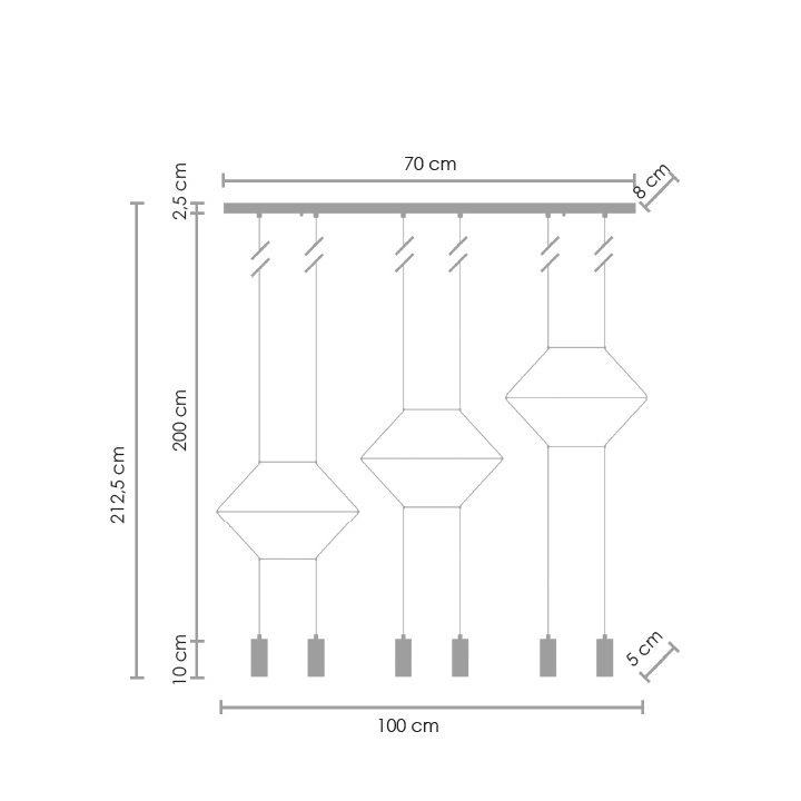 Lampa wisząca LINEA-6 LONG czarna 100 cm