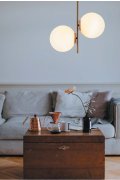 Lampa wisząca VENUS-2 mosiądz 44 cm , białe klosze