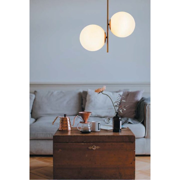 Lampa wisząca VENUS-2 mosiądz 44 cm , białe klosze