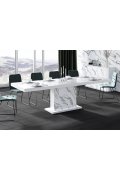 Stół Rozkładany Modica 160 Marble White Hg+Biały Super Print (Hg/Mat)