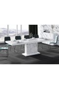 Stół Rozkładany Modica 160 Marble White Hg+Biały Super Print (Hg/Mat)