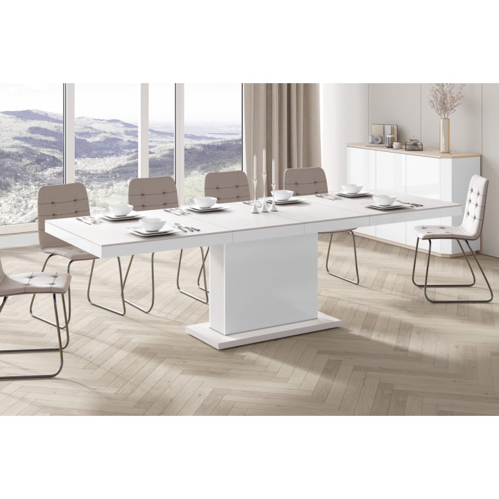 Stół Rozkładany Modica 160 Marble White Hg+Biały Super Print (Hg/Mat)