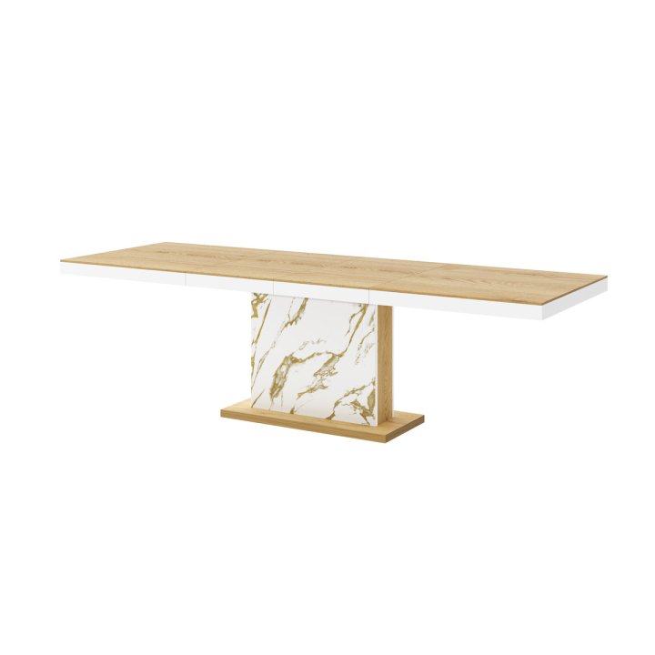 Stół Rozkładany Modica 160 Marble White Hg+Biały Super Print (Hg/Mat)