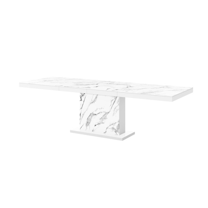 Stół Rozkładany Modica 160 Marble White Hg+Biały Super Print (Hg/Mat)