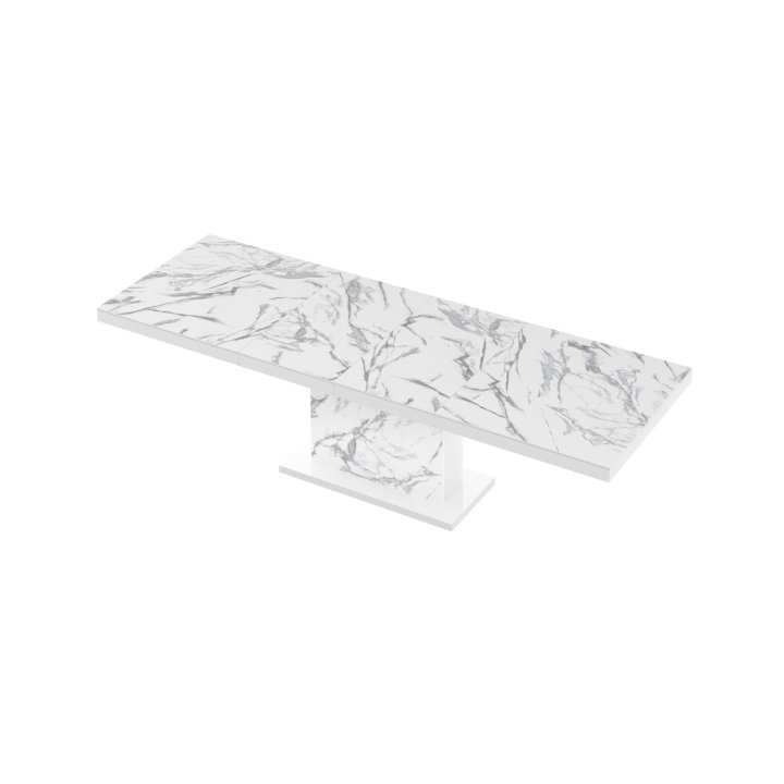 Stół Rozkładany Modica 160 Marble White Hg+Biały Super Print (Hg/Mat)