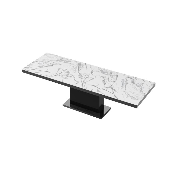 Stół Rozkładany Modica 160 Marble White Hg+Biały Super Print (Hg/Mat)