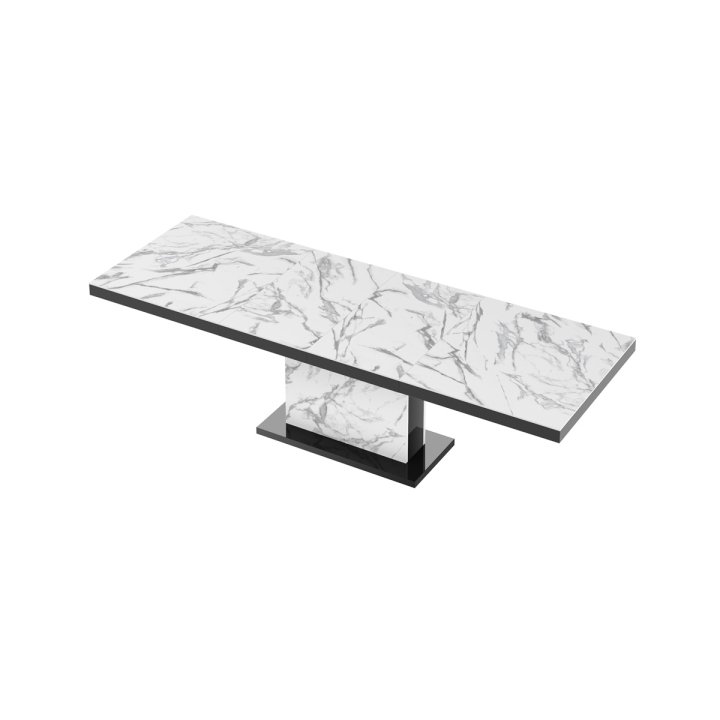 Stół Rozkładany Modica 160 Marble White Hg+Biały Super Print (Hg/Mat)