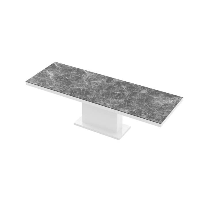 Stół Rozkładany Modica 160 Marble White Hg+Biały Super Print (Hg/Mat)
