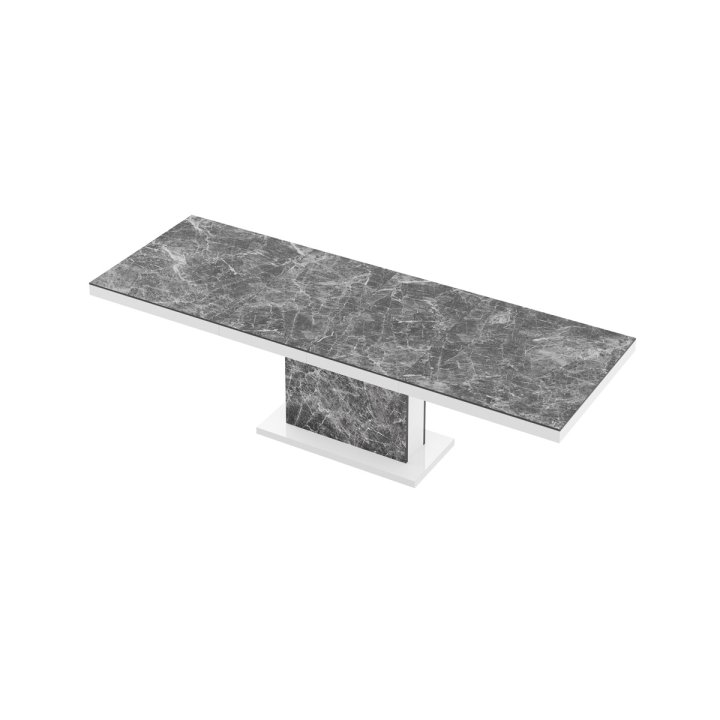 Stół Rozkładany Modica 160 Marble White Hg+Biały Super Print (Hg/Mat)