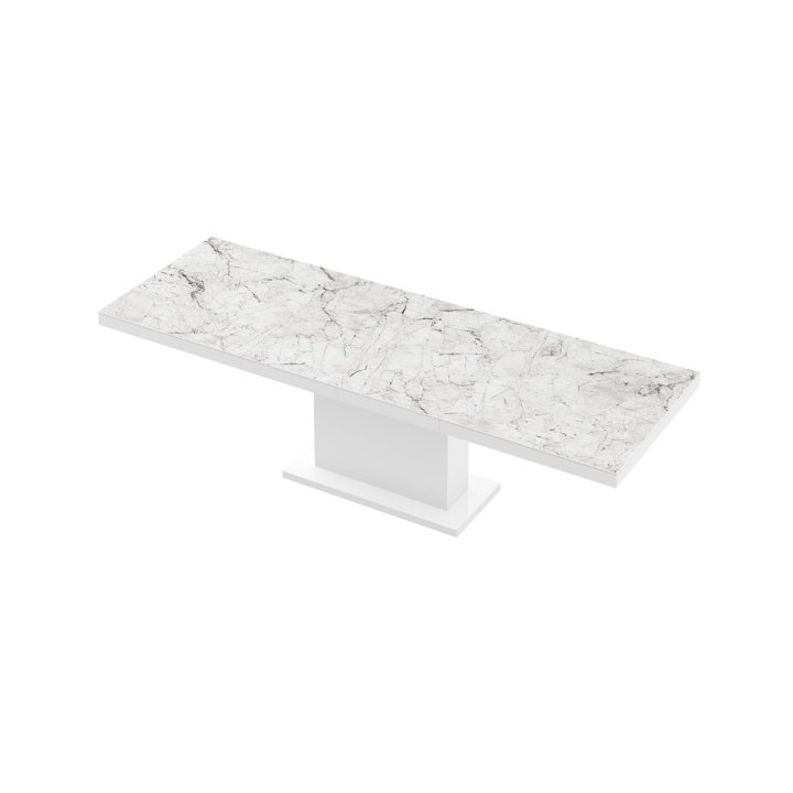 Stół Rozkładany Modica 160 Marble White Hg+Biały Super Print (Hg/Mat)