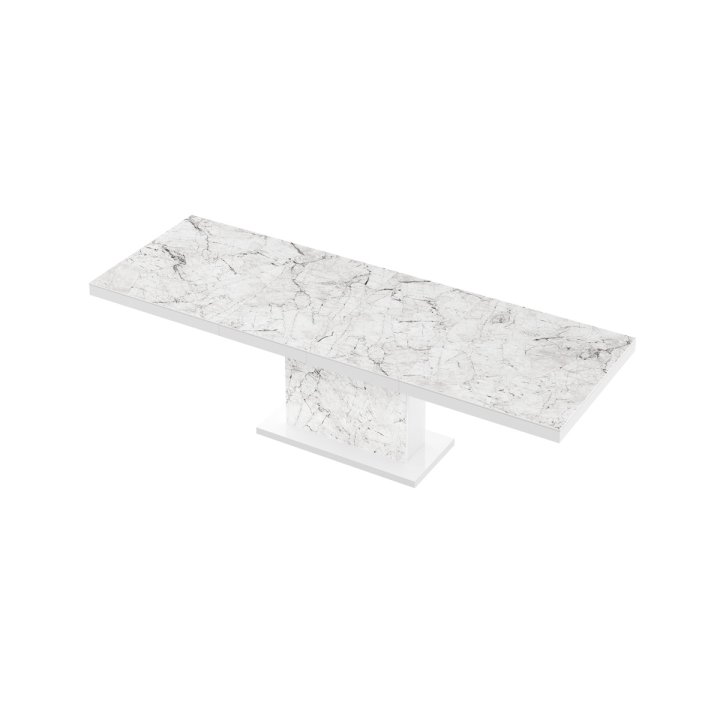 Stół Rozkładany Modica 160 Marble White Hg+Biały Super Print (Hg/Mat)