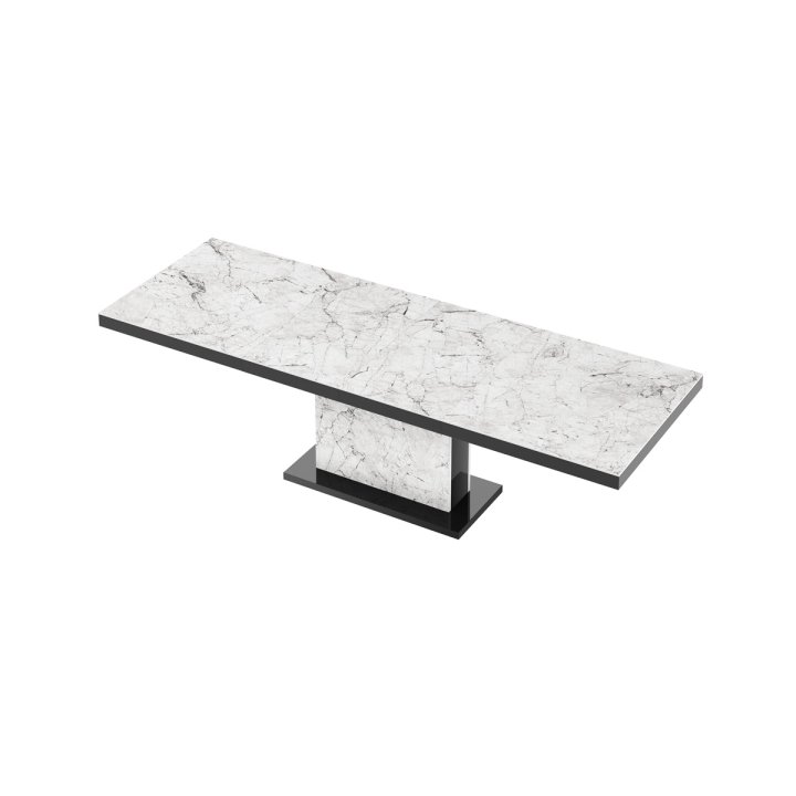Stół Rozkładany Modica 160 Marble White Hg+Biały Super Print (Hg/Mat)