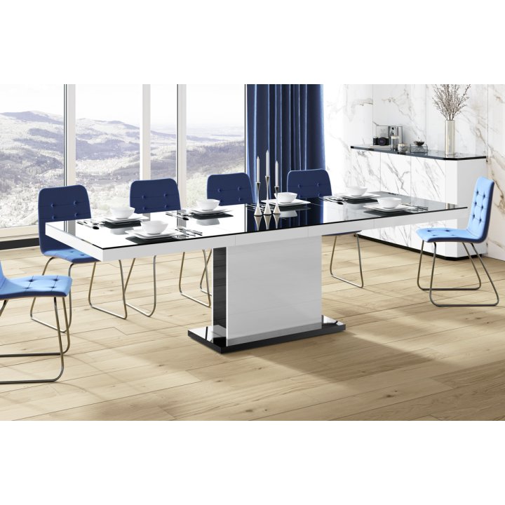Stół Rozkładany Modica 160 Marble White Hg+Biały Super Print (Hg/Mat)
