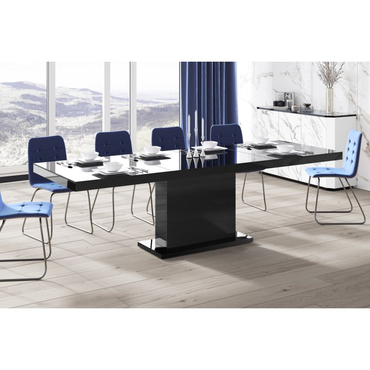 Stół Rozkładany Modica 160 Marble White Hg+Biały Super Print (Hg/Mat)