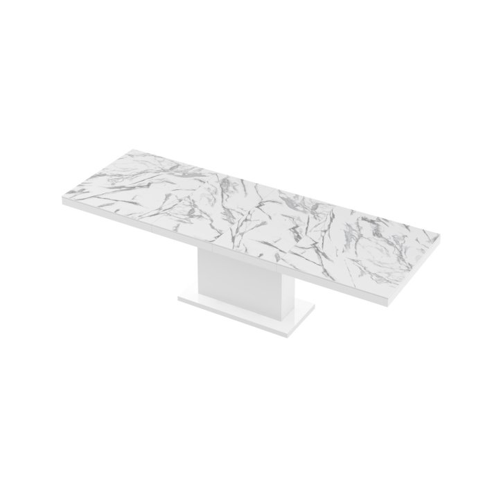Stół Rozkładany Modica 160 Marble White Hg+Biały Super Print (Hg/Mat)