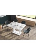 Stół Quadro 120 Marble White Hg+Biały Super Print (Hg/Mat)