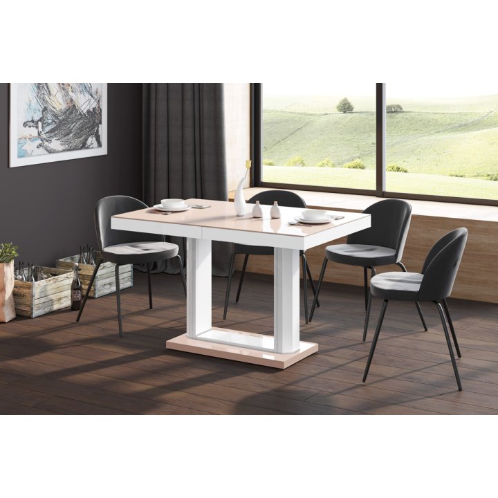 Stół Quadro 120 Marble White Hg+Biały Super Print (Hg/Mat)