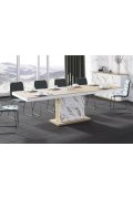 Stół Rozkładany Modica 160 Marble White Hg+Biały Super Print (Hg/Mat)